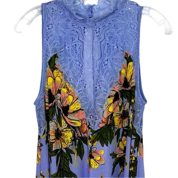 Free People Intimately Day Dream Floral Lace Mini Dress Periwinkle Blue Size S - Picture 5 of 14